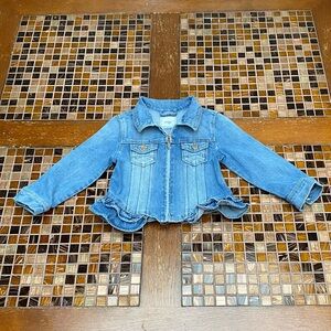 Mayoral Spain Blue Denim Jacket with Ruffle Hem